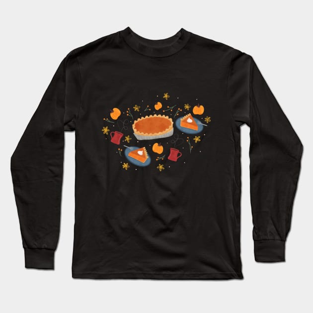 Thanksgiving Sweet Treat: Pumpkin Pie Dessert Long Sleeve T-Shirt by Maddyslittlesketchbook